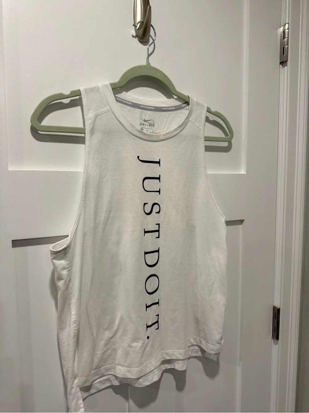 Nike Dri Fit “Just Do It” Vertical Graphic Tank in White